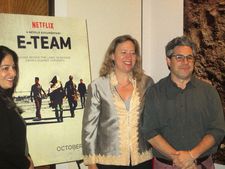Producer Marilyn Ness with E-Team directors Katy Chevigny and Ross Kauffman